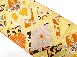 アンティーク　幾何学に桐・菊模様織り出し袋帯（材料）